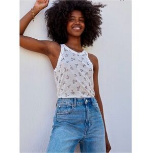 H&M x Brock Collection White Floral Tank Top sz M